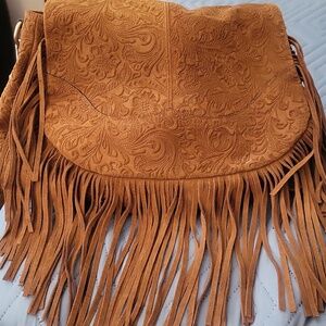 Sundance Suede Logo Patch Bag - Brown